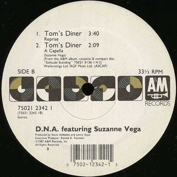 D.N.A.* Featuring Suzanne Vega : Tom's Diner (12", Single, Tra)