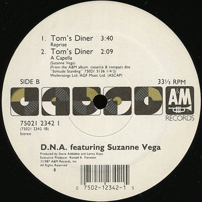 D.N.A.* Featuring Suzanne Vega : Tom's Diner (12", Single, Tra)
