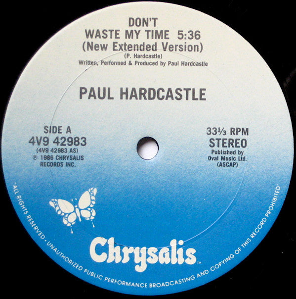 Paul Hardcastle : Don't Waste My Time (New Extended Version) (12")