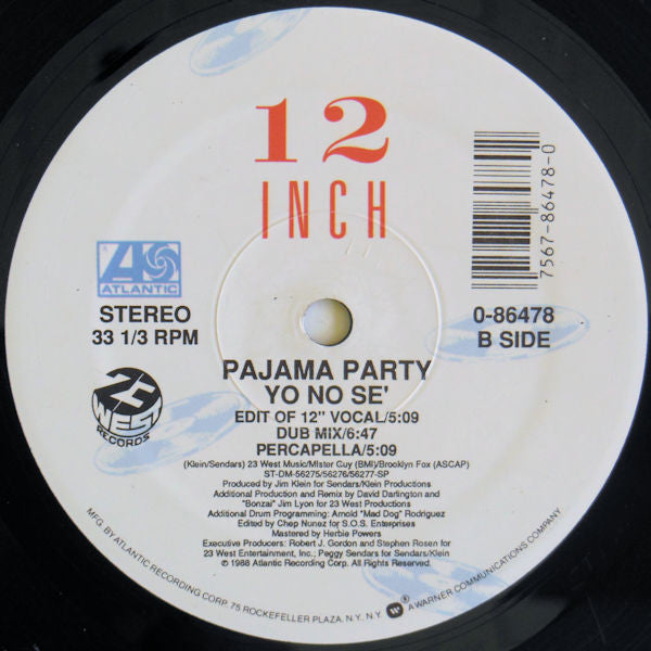 Pajama Party : Yo No Sé (12")
