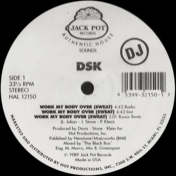 DSK : Work My Body Over (Sweat) (12", Promo)