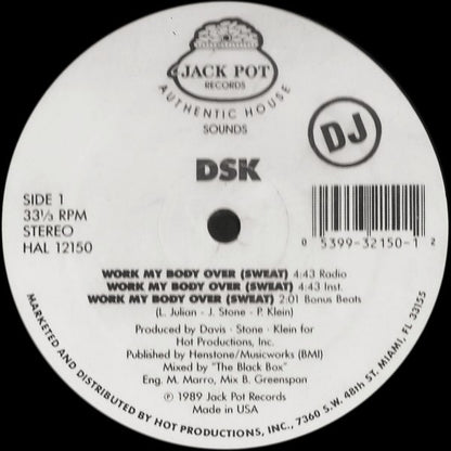 DSK : Work My Body Over (Sweat) (12", Promo)