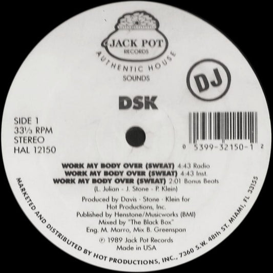 DSK : Work My Body Over (Sweat) (12", Promo)