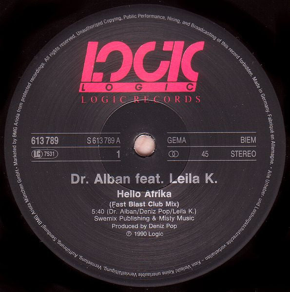Dr. Alban Featuring Leila K.* : Hello Afrika (12", Maxi)