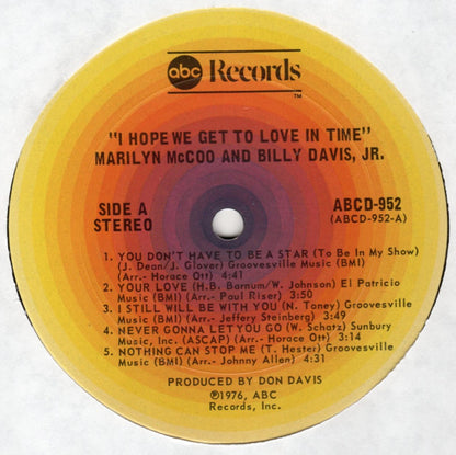 Marilyn McCoo & Billy Davis Jr. : I Hope We Get To Love In Time (LP, Album, Ter)