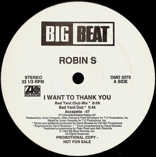 Robin S* : I Want To Thank You (12", Promo)