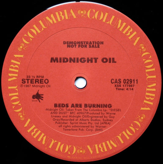 Midnight Oil : Beds Are Burning (12", Promo)