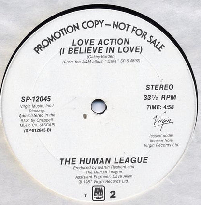 The Human League : Don't You Want Me (Special Extended Dance Version) / Love Action (I Believe In Love) (12", Promo)