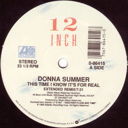 Donna Summer : This Time I Know It's For Real (12")