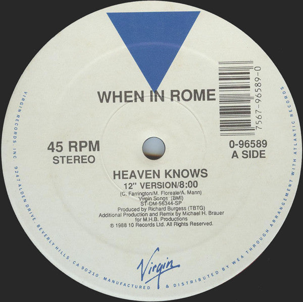 When In Rome : Heaven Knows (12")