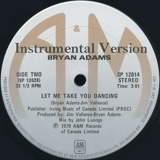 Bryan Adams : Let Me Take You Dancing (12")