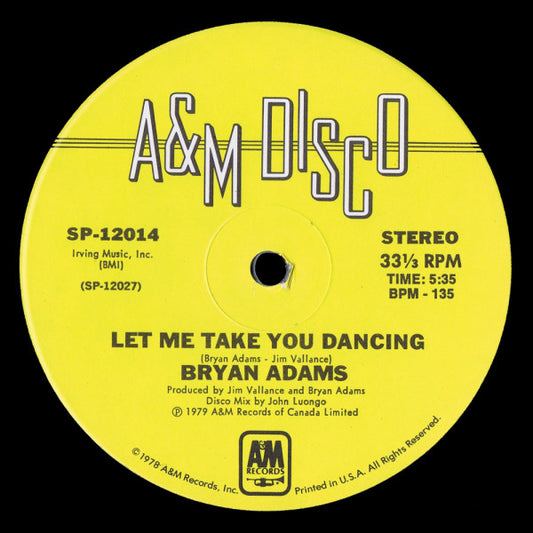 Bryan Adams : Let Me Take You Dancing (12")