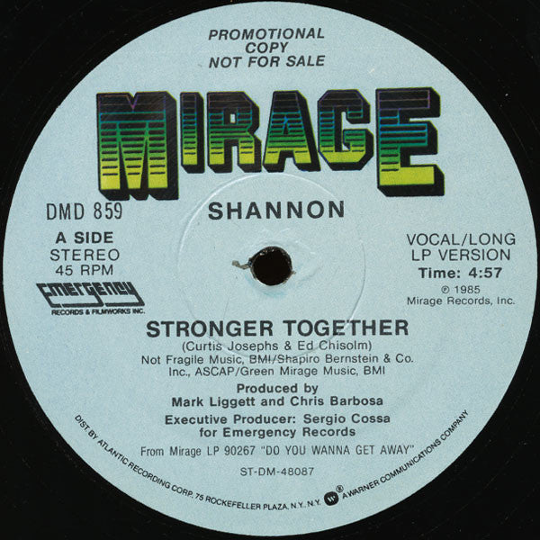 Shannon : Stronger Together (12", Single, Promo)