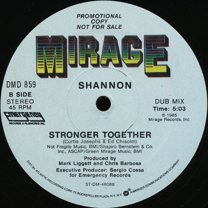 Shannon : Stronger Together (12", Single, Promo)