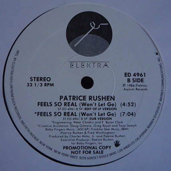 Patrice Rushen : Feels So Real (Won't Let Go) (12", Promo)