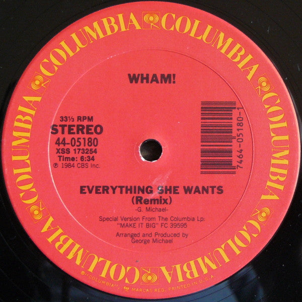 Wham! : Everything She Wants (Long Version) (12")