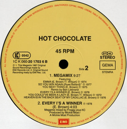 Hot Chocolate : You Sexy Thing (Extended Replay Mix) / Megamix (12", Maxi, P/Mixed)
