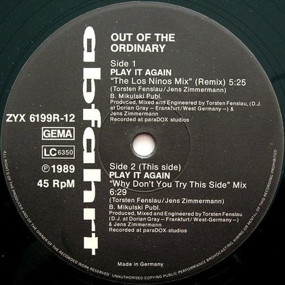 Out Of The Ordinary : Play It Again (Remix) (12", Maxi)