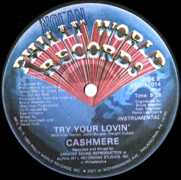 Cashmere (2) : Try Your Lovin' (12", Promo)