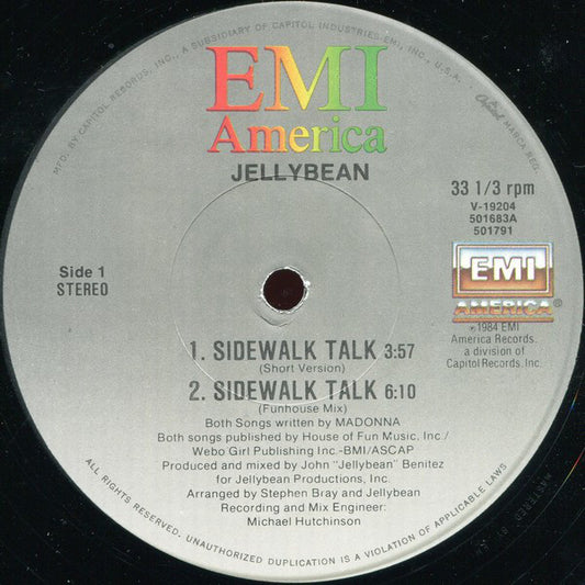 Jellybean* : Sidewalk Talk (12", Single)