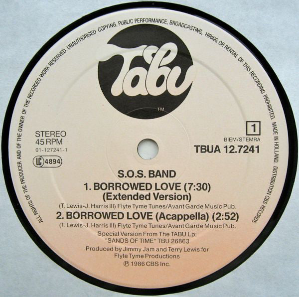 S.O.S. Band* : Borrowed Love (Extended Version) (12", Maxi)