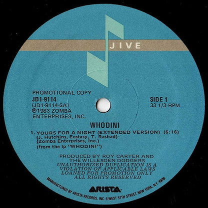 Whodini : Yours For A Night (12", Promo)