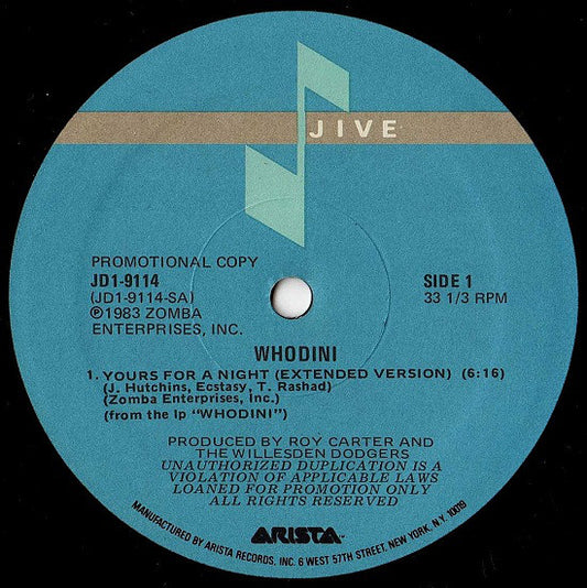Whodini : Yours For A Night (12", Promo)