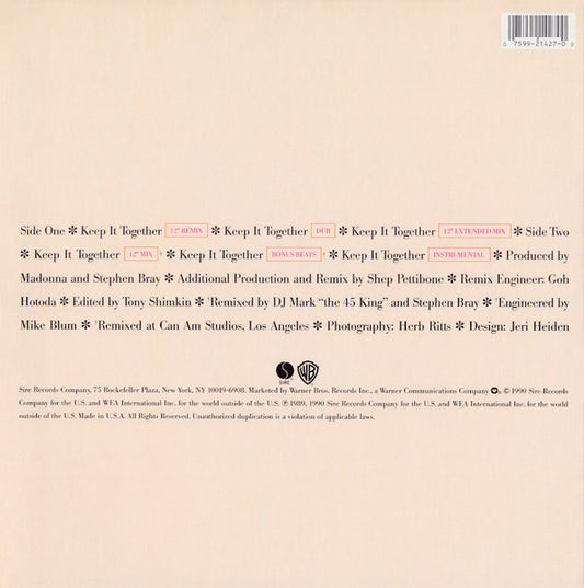 Madonna : Keep It Together (12", Maxi)