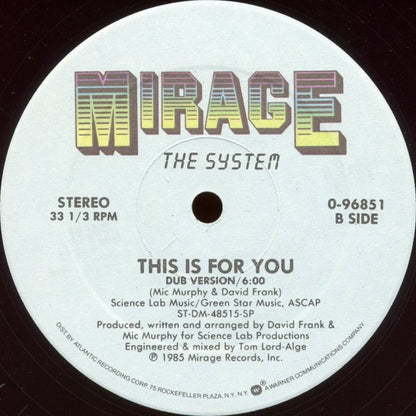 The System : This Is For You (12", Maxi)