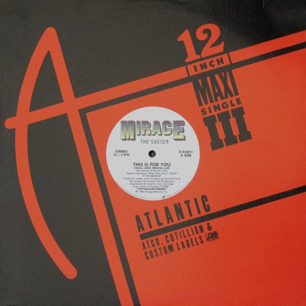 The System : This Is For You (12", Maxi)