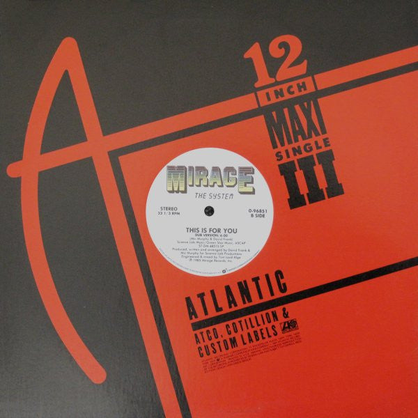 The System : This Is For You (12", Maxi)