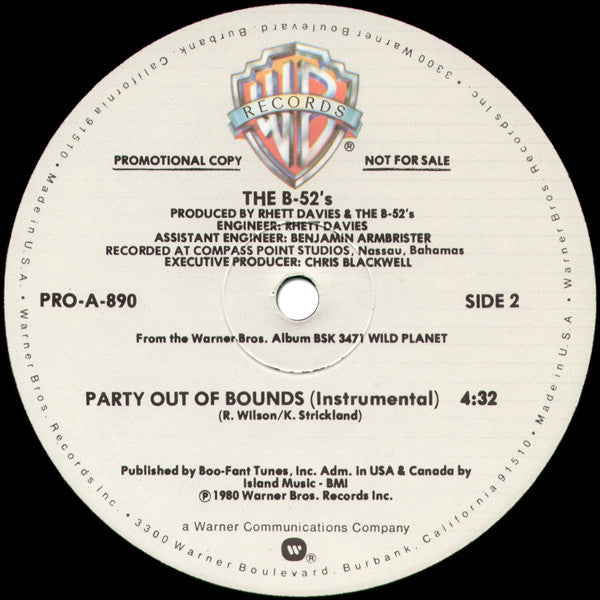 The B-52's : Private Idaho (12", Promo)