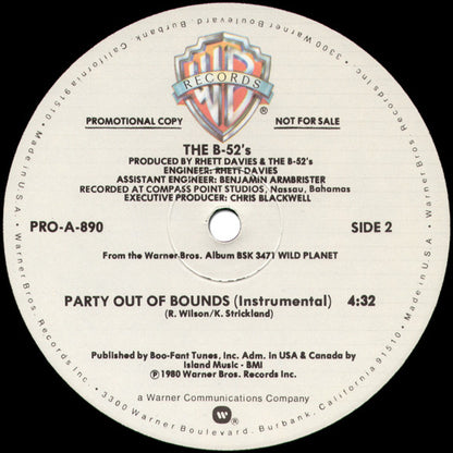 The B-52's : Private Idaho (12", Promo)