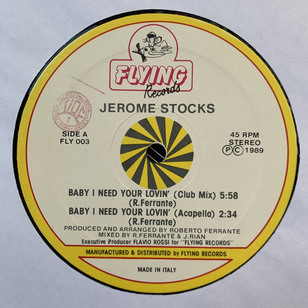 Jerome Stocks : Baby I Need Your Lovin' (12", Maxi)