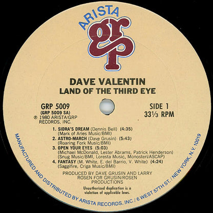 Dave Valentin : Land Of The Third Eye (LP, Album, Hub)