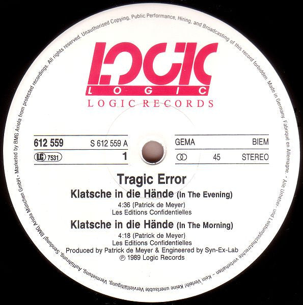 Tragic Error : Klatsche In Die Hände (12", Maxi)