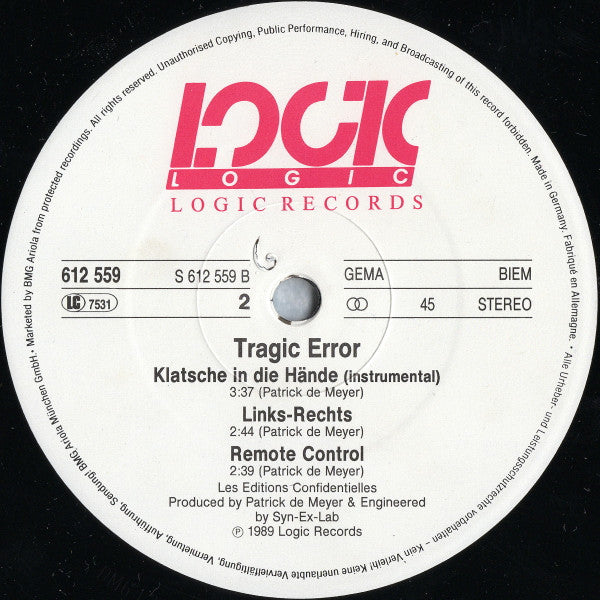 Tragic Error : Klatsche In Die Hände (12", Maxi)