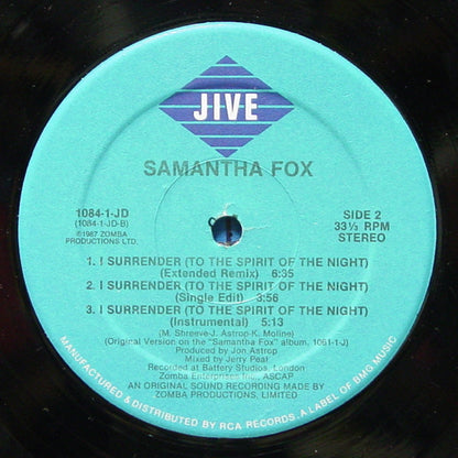 Samantha Fox : Naughty Girls (Need Love Too) / I Surrender (To The Spirit Of The Night) (12", Single)