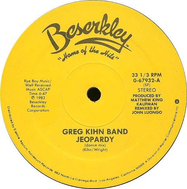 Greg Kihn Band : Jeopardy (12", SP )