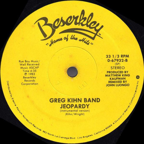 Greg Kihn Band : Jeopardy (12", SP )