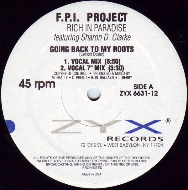 FPI Project : Rich In Paradise "Going Back To My Roots" (12", Maxi)