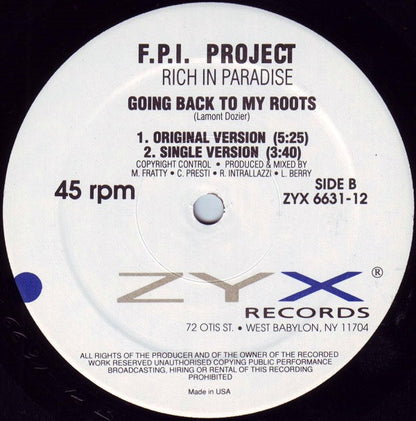 FPI Project : Rich In Paradise "Going Back To My Roots" (12", Maxi)
