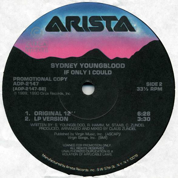 Sydney Youngblood : If Only I Could (12", Single, Promo)
