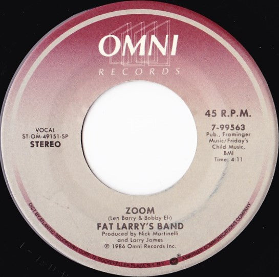 Fat Larry's Band : Zoom (7", Single)
