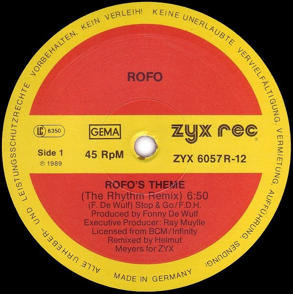Rofo : Rofo's Theme (Let's Go) (The Rhythm Remix) (12")