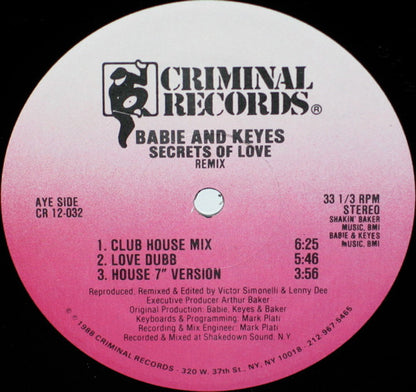 Babie And Keyes* : Secrets Of Love (Remix) (12")