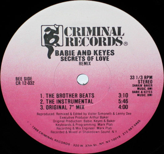 Babie And Keyes* : Secrets Of Love (Remix) (12")