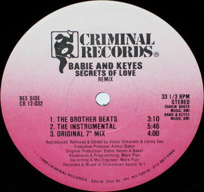 Babie And Keyes* : Secrets Of Love (Remix) (12")