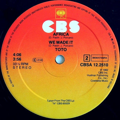 Toto : Africa (Original Version) (12", Maxi)