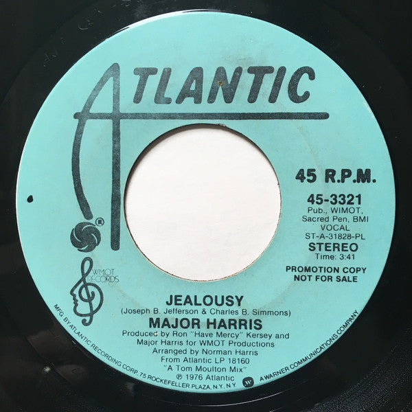 Major Harris : Jealousy  (7", Mono, Promo)